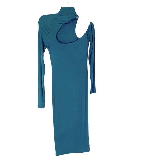 ALIX NYC Conner Ribbed Knit Cut Out Midi Dress Prussian Blue Size M NWT - Picture 4 of 12